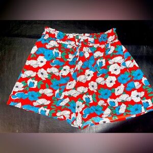 Comfy tropical shorts w/ elastic waist w/tie by Soprano - App. L to XL